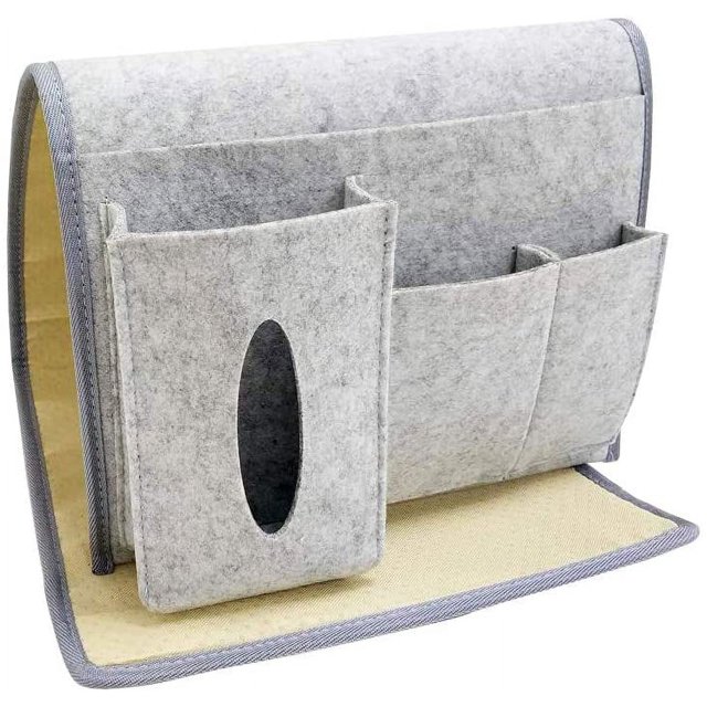 Gris: bolsillo para mesita de noche, bolsillo de almacenamiento para cama, bolsa colgante para sofá, organizador de almacenamiento para mesita de noche para teléfono, control remoto, diario, bolígraf
