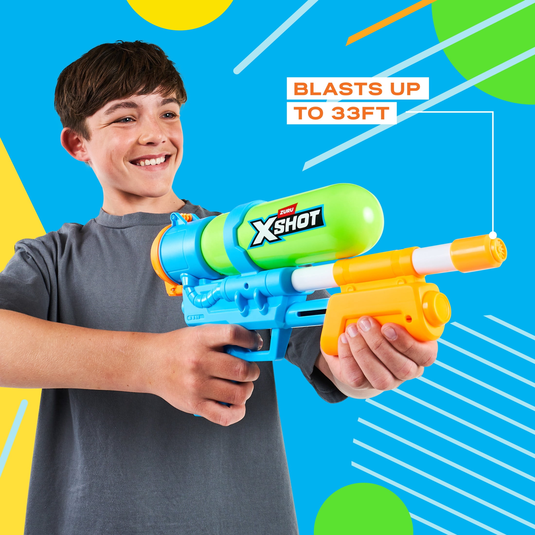 XSHOT Water Fast Fill (33ft & 500ml) 80s Super Splash Green Outdoor Water Blaster by ZURU Ages 6+