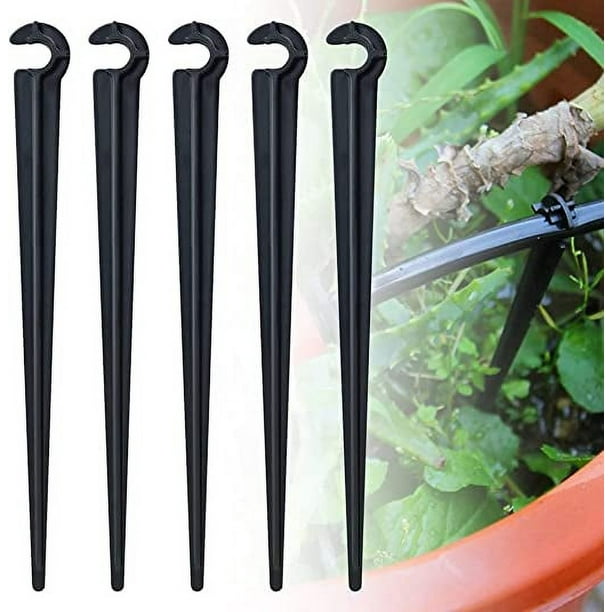 100 Piezas Soporte para Manguera de Riego de PE Estaca de Fijación en el Suelo Soporte para Manguera de Riego Φ 7 mm Colgador de Manguera de Riego Gancho de Estaca por Goteo para Manguera de Riego de