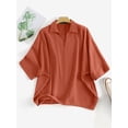 thumbnail image 6 of ZANZEA Womens Cotton Linen Loose Cropped Bat Sleeve Casual V-neck Top Blouses, 6 of 6