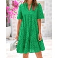thumbnail image 2 of Vestido casual BTFBM para mujer, bohemio, verano, cuello en V, verde, algodón, 2 of 9