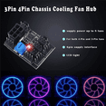 4X 3Pin 4Pin Fan Adapter PWM PC Case Cooling Fan Hub 8Way Splitter