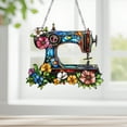 thumbnail image 6 of Christmas Ornament under $5! Yannianjz Vintage Sewing Machine Acrylic Suncatcher Stained Glass Effect Window Car Hanging Christmas Ornament Indoor Outdoor Decor Sun Catcher Panel for Sewing Lover, 6 of 6
