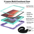 thumbnail image 2 of Case for Samsung Galaxy Tab S10 FE Plus 13.1" 2025, 360° Rotating Kickstand with Pencil Holder/Hand Strap/Shoulder Strap Hard PC Rugged Silicone Shockproof Bumper Stand Cover, Purple + Mint Green, 2 of 8