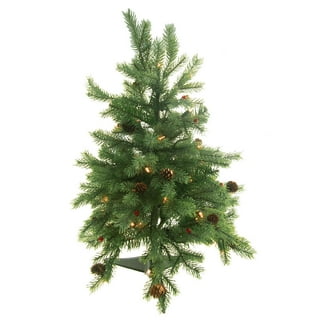 Mini Green Frosted Pine Village Christmas Tree Decoration, 14-Inch