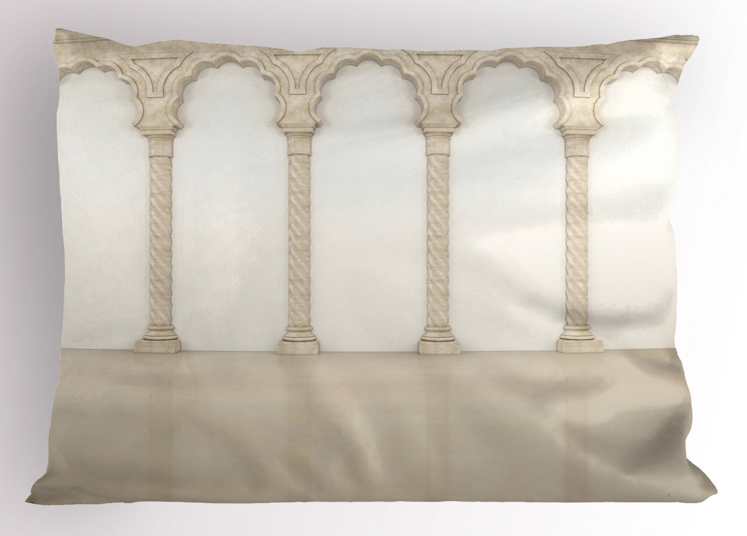 Pillar Pillow Sham Architecture Theme Wall with Graceful Columns and Arches Digital Image Print
