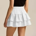 thumbnail image 5 of Ohufall Womens Mini Skirts Fashion Sexy Solid Color Pleated Tiered Ruffle Short Skirt Flowy A-Line Elegant Elastic High Waist Skirts for Women, 5 of 8