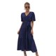 thumbnail image 1 of Vestido formal de cóctel de manga corta con escote en V fluido (azul marino) Zhivalor BST3001007-1, 1 of 5