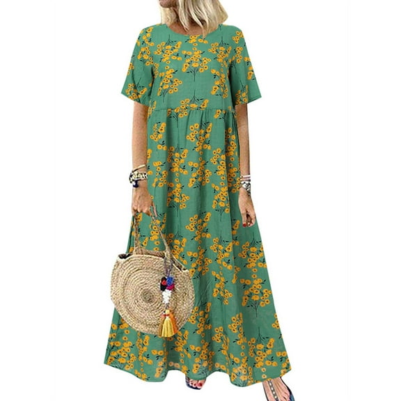 ZANZEA Women Casual Floral Printed O Neck Long Shirt Dress