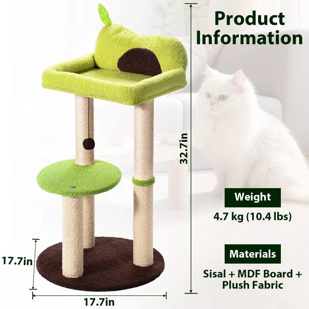Fenbeli 32'' Cat Tree with Sisal Scratching Posts, Cat Tower for Indoor with Jump Platform, Cat Furniture Activity Center, Cyan