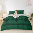 thumbnail image 3 of Erosebridal Retro Aztec Pattern Queen Duvet Cover Set,Vintage Minimalist Style Bedding For Teens,Green Black 3pcs,No Comforter,Reversible, 3 of 6