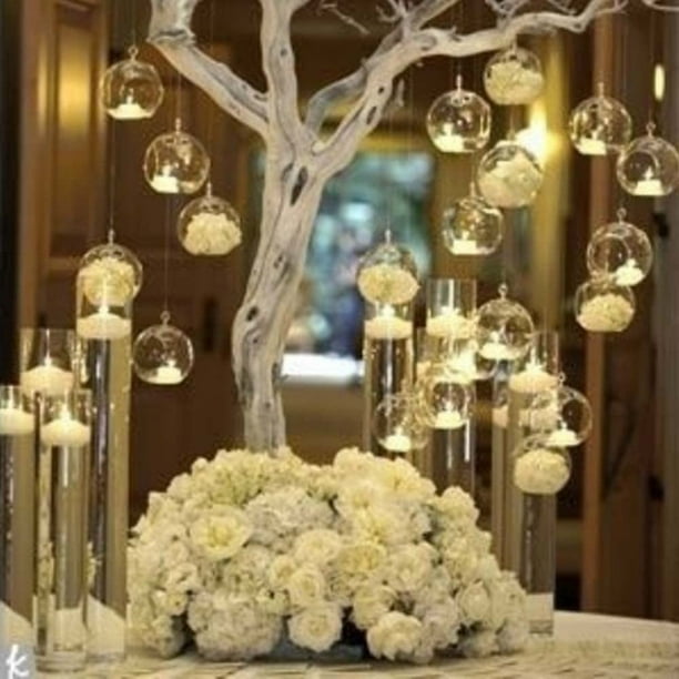 3.15inch Glass Globes Hanging Tea Light Holder Glass Terrarium Container Wedding Candle Holder