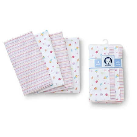 Gerber - Flannel Burp Cloth 4-Pack, Pink