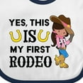 thumbnail image 4 of Inktastic Yes, This is My First Rodeo- Cowgirl in Hat and Boots Girls Baby Bib, 4 of 4