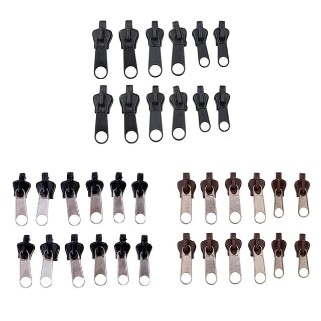 12 Uds. Cremallera deslizante ropa saco de dormir reemplazo de cremallera (negro + plata)