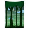 thumbnail image 3 of Ambesonne Garden Mist Tablecloth Rectangular Table Cover, Dreamy Forest at Night, 60"x84", Dark Green Multicolor, 3 of 4