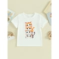 thumbnail image 2 of Kids Girls and Boys Summer T-Shirt Cartoon Cat Print Short Sleeve Round Neck Graphic Tops, 2 of 8