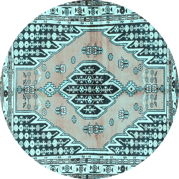 Ahgly Company Indoor Round Persian Light Blue Traditional Area Rugs, 6' Round