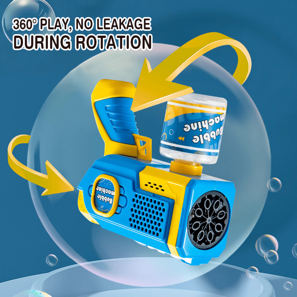 Automatic Bubbles Machine for Kids, Light Up Handled Bubble Blower with 10 Solution for Outdoor Wedding Birthday Party Gifts-Blue