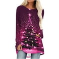 thumbnail image 2 of Craaazy Christmas Gifts For Women Xmas Tree Graphic Shirts Loose Long Sleeve Tunic Long Tops Gifts, 2 of 5