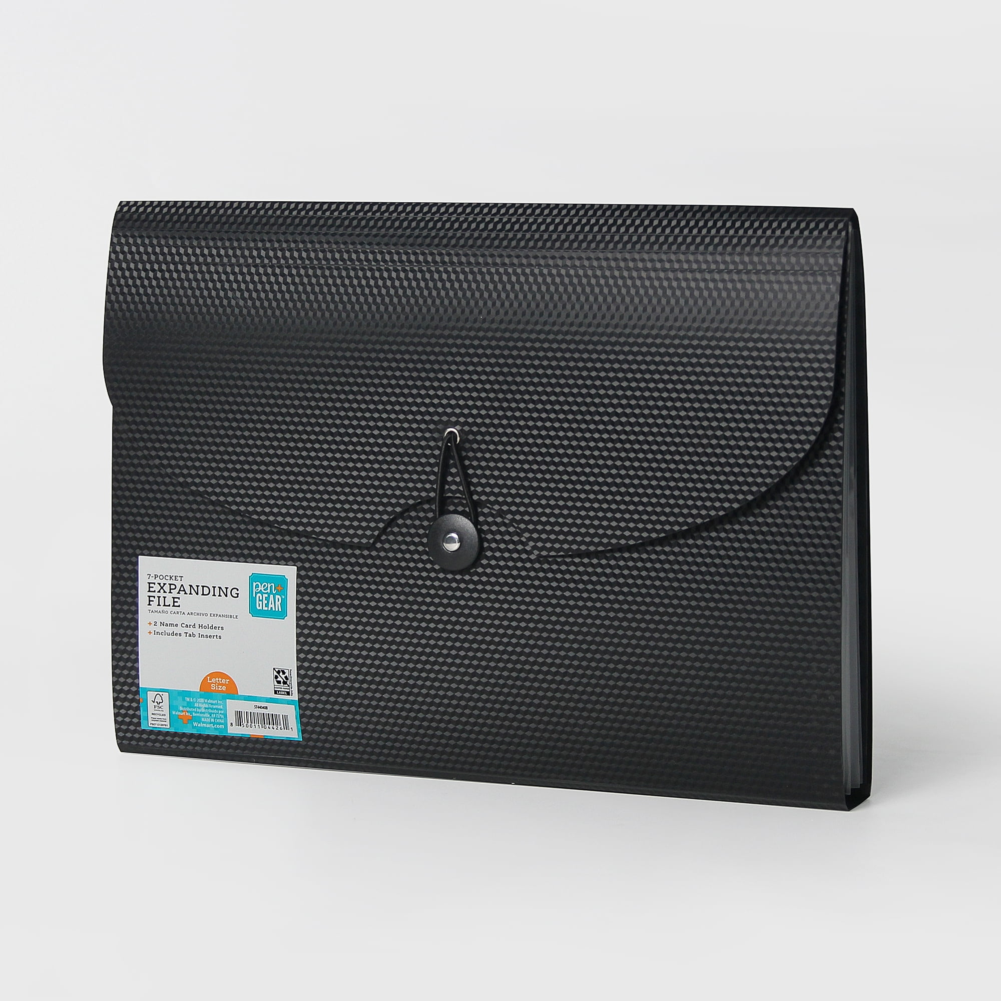 Pen + Gear Poly Durable 7 Pockets Expanding File, Textured Black