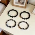 thumbnail image 4 of Men's Black Onyx Beaded Bracelet, Natural Stone Cross Charm Bracelet, Elastic Yoga Energy Bracelet for Men, Religious Jewelry Gift, 4 of 7