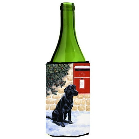 Black Labrador by the Mail Box Wine Bottle Can cooler