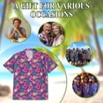 thumbnail image 6 of Netecom Hibiscus Purple Hawaiian Shirt for Men, Button Down Summer Beach Short Sleeve, Tropical Style, Sizes S-5XL, 6 of 6