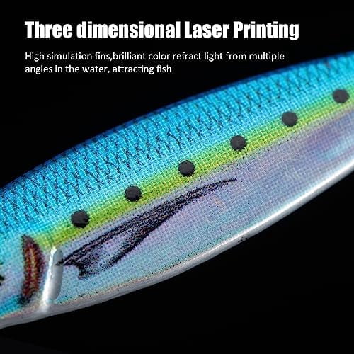 Jointown Fishing Jigs, Lead Vertical Jig Saltwater, Jig Fishing Lures with Assist Hook and Treble Hook, 7g-80g Fishing Jigging Spoon Lures for Tuna,Salmon,Sailfish,StripedBass,Grouper Snapper,Kin