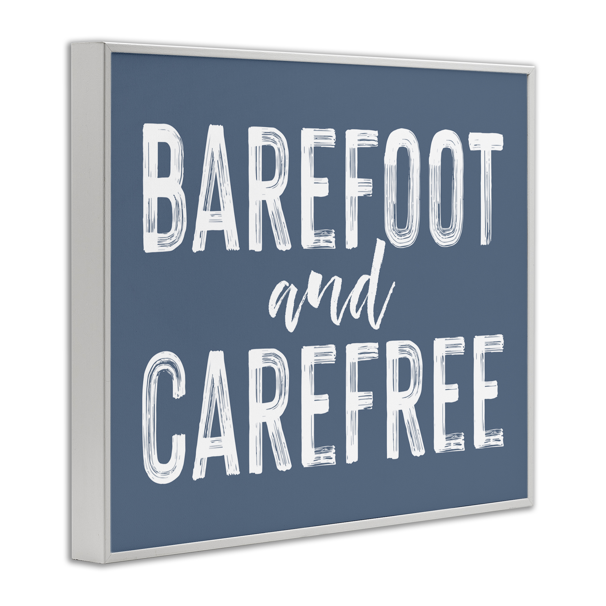 Barefoot & Carefree Blue White Framed Giclee Art, design by Lettered and Lined
