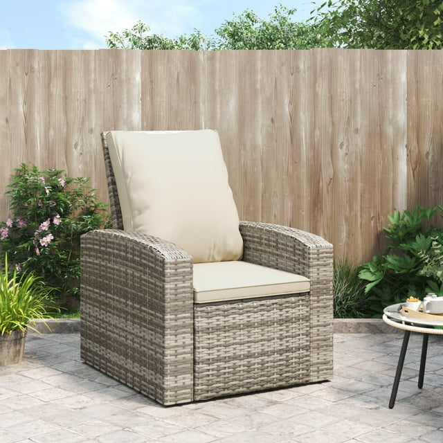 vidaXL Chaise de Jardin Inclinable avec Coussins Rotin Polyéthylène Brun Pâle