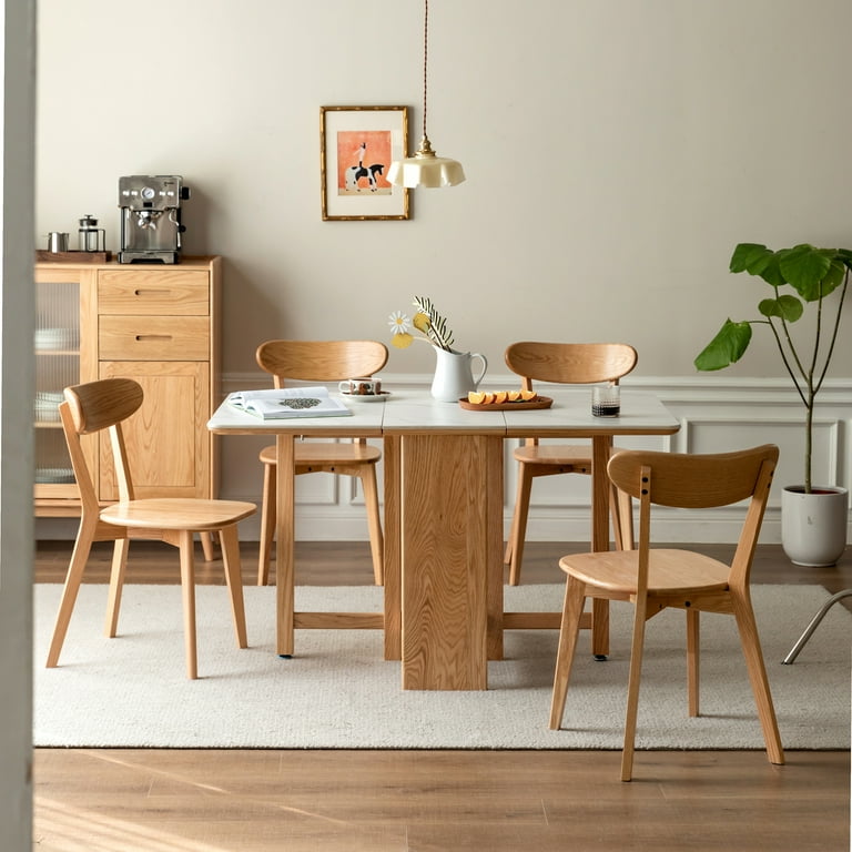 Resenkos Set of 4 Modern Farmhouse Wood Dining Chair with Oak Finish 4 Pcs Set Natural