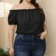 thumbnail image 2 of Tops Para Mujer Blusa Casual Elegante Camisas de Talla Grande Fuera Del Hombro Camisa de Cuello Recto de Manga Corta de Color Sólido Grande Odeerbi  ODB166723, 2 of 8