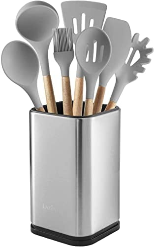 Kitchen Caddy utensils not included Stainless Steel Kitchen Utensil Holder 6.7” by 4” Utensil Organizer Modern Rectangular Design 