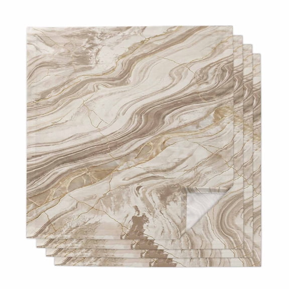 Beige Marble Cloth Napkins, Modern Ink Painting Abstract Art Washable and Reusable Dinner Napkins Set of 4, Table Napkin for Kitchen Party Birthday Wedding Hotel Housewarming 20"x20"