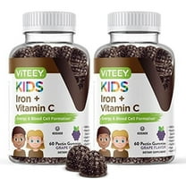 Viteey Iron Gummies for Kids with Vitamin C, Daily Iron Supplement, Grape Flavor, 120 Ct