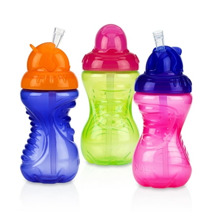 Nuby No Spill Flip-It Straw Sippy Cup - 3 pack