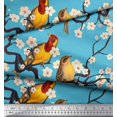 thumbnail image 3 of Soimoi Blue Poly Georgette Fabric Fish,Bird & Yacht Bird Decor Fabric Printed BTY 52 Inch Wide, 3 of 3