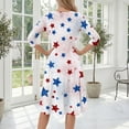 thumbnail image 7 of BOMYJESK Women's 250th Anniversary USA Flag Floral Maxi Dress 4th Of July Summer Dresses Boho Independence Day Midi Dresses Casual Patriotic American Flag Evening Dress for Party White XL, 7 of 7