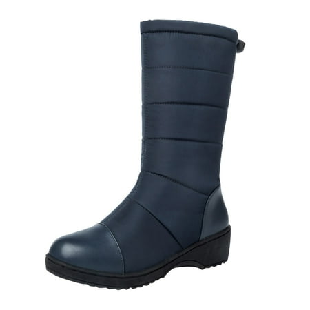 

Larisalt Booties For Women Womens Round Toe Lace up Knit Ankle Cuff Low Heel Combat Boots Blue