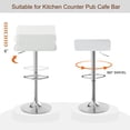 thumbnail image 4 of VECELO Set of 2 Bar Stools, Modern Swivel Adjustable Height Counter Barstools with Footrest for Kitchen/Bar/Dining Room/Living Room/Party, White, 4 of 10