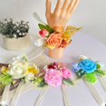 thumbnail image 2 of Handmade Rose Wrist Flower Delicate Adjustable Strap Fabric Chic Wedding Accessory Wrist Flower for Bridesmaids, 2 of 10