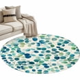 thumbnail image 2 of Area Rug 48in, Blue Green Eucalyptus Leaf Floor Carpet Living Room Rug, Watercolor Leaves Seamless Non-Slip Welcome Mat Indoor Rugs for Bedroom Dining Room, 2 of 9