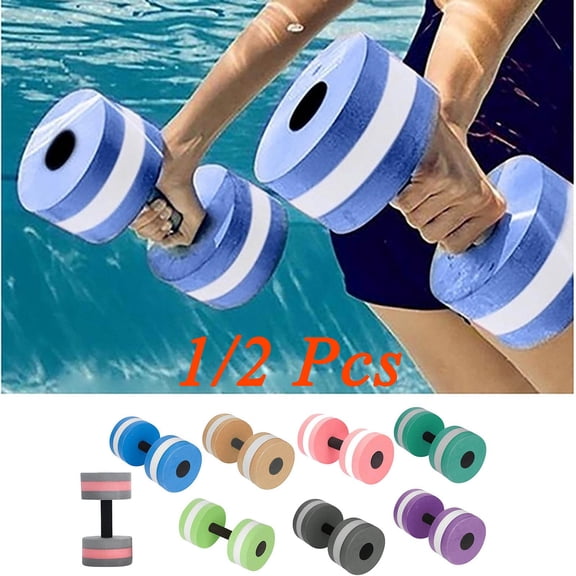 KOYPTL 1/2 Pcs Aquatic Exercise Dumbbells for Women Men Water Aerobic Exercise Foam Dumbbells EVA Foam Floating Dumbbell for Weight Loss Water Fitness Equipment Dumbbell for Pool Exercises