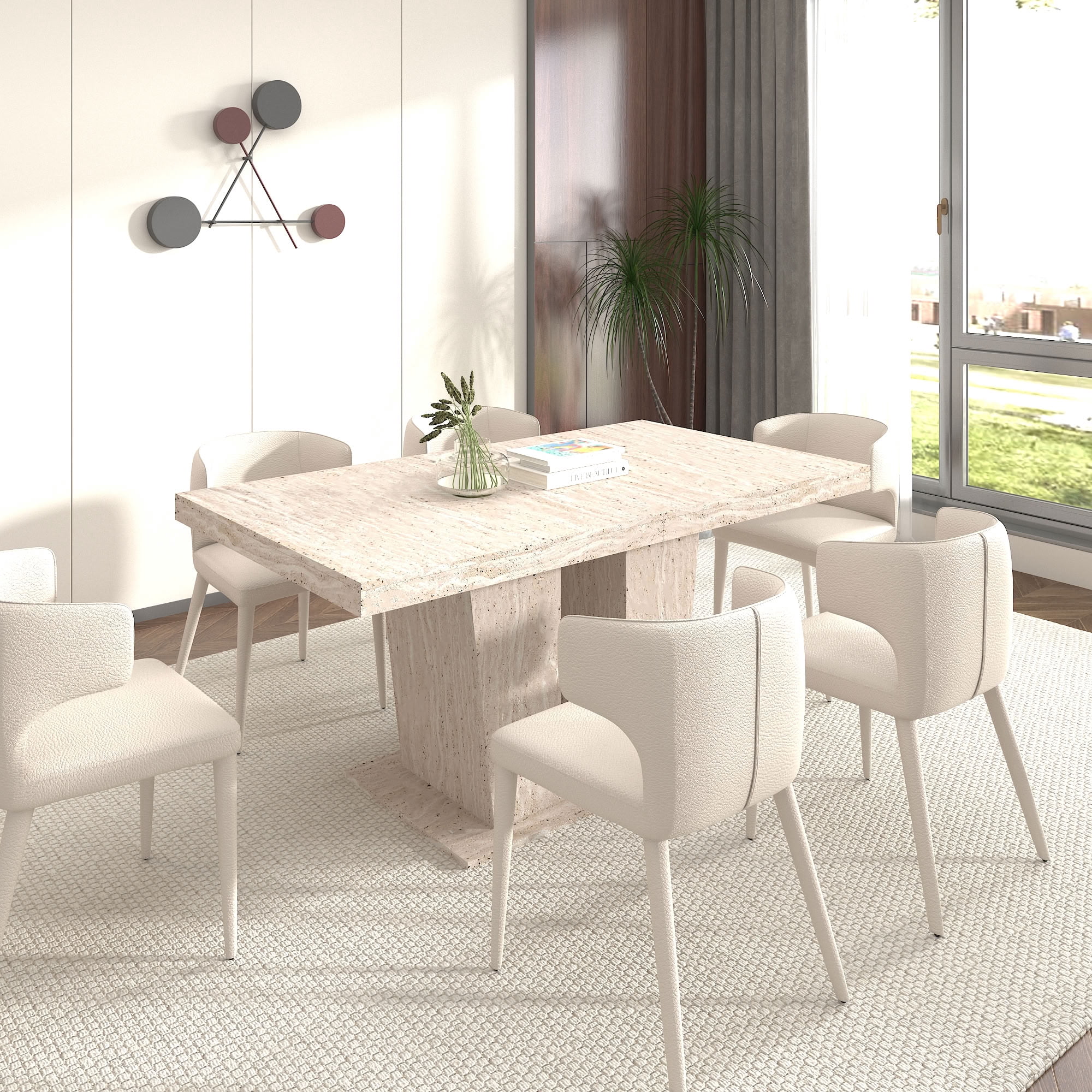 MAYEERTY Expandable Rectangular Dining Table for 6 to 10 People, Extendable Kitchen Dining Table with Hidden Built-in Extension Panel, Sfor Dining Room, Apartment, Kitchen, Family Gathering Furniture