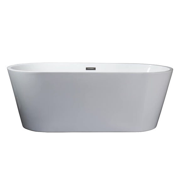 Lexora Home Melina 59" Free Standing Acrylic Bathtub in Glossy White