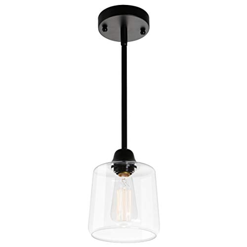 Viluxy Vintage Glass Pendant Light Single Hanging Pendant Lighting Black With Clear Glass Shade Classic For Farmhouse Entryway Dining Room Kitchen Island Foyer Walmart Com Walmart Com