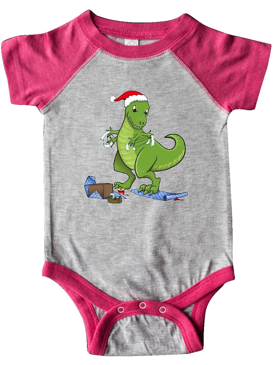 Inktastic T Rex Wrapping Christmas Presents Infant Short Sleeve Bodysuit Unisex Heather And Hot Pink 18 Months Walmart Com