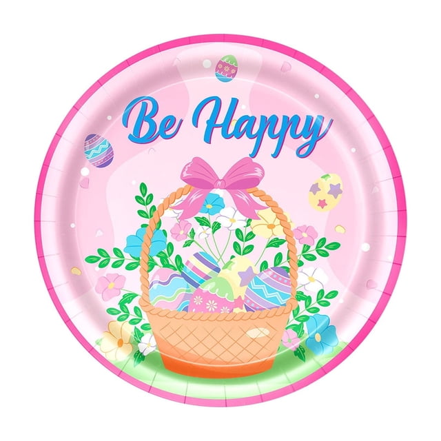Easter Paper Plates And Napkins Set With Bunny And Egg Designs 9.06 in 10 Count Plates 10 Count Cups 20 Count Napkins