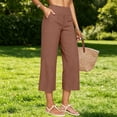 thumbnail image 4 of Women's Pants Cotton Linen Petite Summer Lightweight High Waist Straight Leg Summer Casual Fashion Trousers Pants For Women, 4 of 8